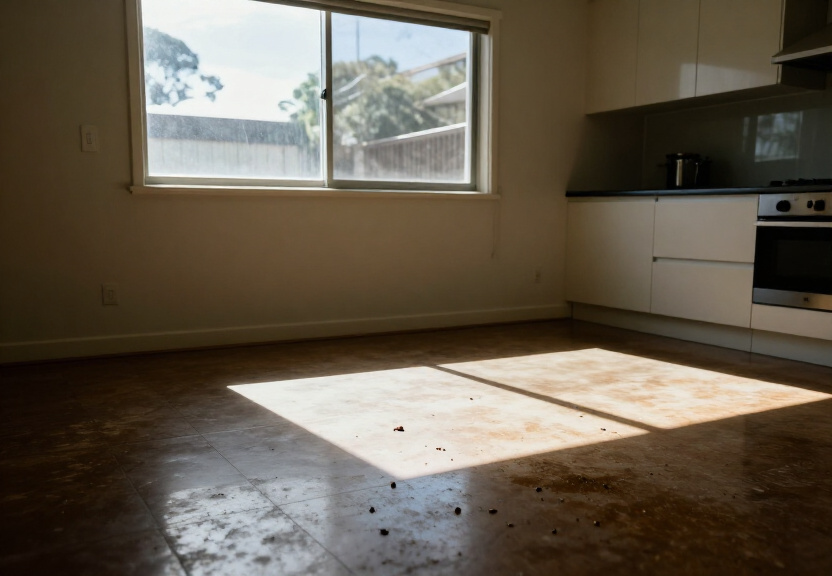 Rodent droppings and damage in a Revesby garage before treatment